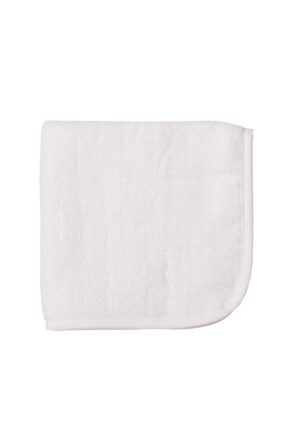Plain white bamboo baby washcloths with trimmed edges